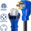 50 Amp 50FT RV Extension Cord, ETL Listed Heavy Duty Copper NEMA 14-50P to SS2-50R Power Cord with Twist Lock and Polarity Indicator