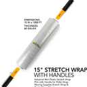 Modern Innovations 15 Inch Clear Stretch Wrap Roll with Handles (1 Roll-1000 Feet) Heavy Duty Shrink Wrap for Moving, Packing Supplies for Wrapping Furniture, Industrial Plastic Pallet Cling