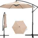 FRUITEAM Offset Patio Umbrella, 10 FT Heavy Duty Cantilever Outdoor Umbrella with High-Strength Frame & Infinite Tilt, All-Weather UV Protection Sun Shade for Poolside, Garden, Backyard, Beige