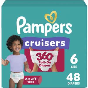 Pampers Diapers - Cruisers 360 - Size 6, 48 Count, up to 100% Leakproof Pull-On Diaper for Active Babies