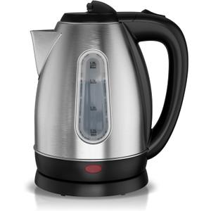 Electric Tea Kettle, 1.8L Stainless Steel Water Boiler & Heater, 1200 Watts Water Kettle for Fast Boiling, Auto-Shutoff and Water Level Window