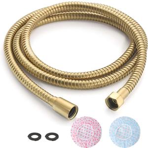 TRIPHIL Kink-free Shower Hoses 71" Extra-long Extension for Hand held Showerhead Tube Replacement 360 Degree Swivel Anti-twist Brass Connector Flexible Metal Stainless Steel Brushed Gold 71-Inch