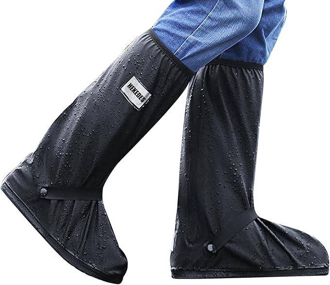 Black Waterproof Rain Boot Shoe Cover with Reflector (1 Pair) M
