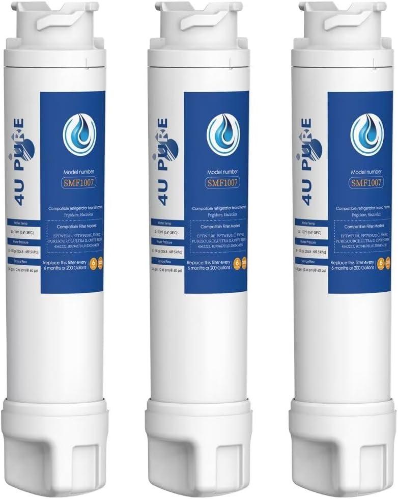 EPTWFU01 Water Filter Replacement, Compatible with Frigidaire EPTWFU01, ur Sur Ultra II, EWF02, 012505454226, 4562222, Pack of 3