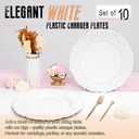 Tomeurperf White Charger Plates Bulk 100Pcs - 13" White Chargers for Dinner Plates, Floral Embossed Decorative Charger Plate for Wedding & Event Kitchen Party Decoration