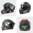 DOT Approved Full Face Modular Flip-Up Dual Visor Motorcycle Helmet for Adult Men Women, Lightweight ABS Shell & Ventilated, Street Bike ATV (Skull, Small)