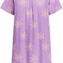 Deyeek Hospital Gowns for Women Tear Away Snap Open Back Dress Post Shoulder Surgery Dresses Soft Adaptive Clothing Nightgown (X-Large, Light Purple Print)
