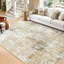 RELEANY Washable Area Rugs 6'x9' Non-Slip Modern Abstract Soft for Living Room Entryway Bedroom Nursery, Print Pattern, Neutral Brown Gray