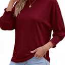 BTFBM Womens Tops Dressy Casual Summer T Shirts 2026 Crewneck 3/4 Sleeve Beach Vacation Loose Tunic Spring Work Blouse (L)