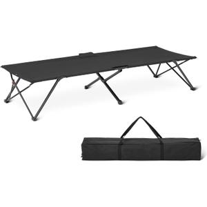 Amazon Basics Folding Camping Cot for Adults, 81.5 x 30.4 Inch Twin Size Steel Frame, 350 lb Capacity, Portable with Carry Bag, Black, Twin size, 81" x 30" x 16"