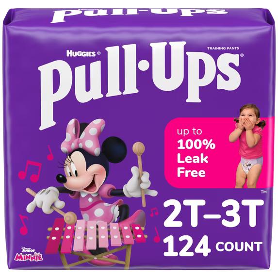 Pull-Ups Girls' Potty Training Pants, Size 2T-3T Training Underwear (16-34 lbs), 124 Count (4 packs of 31)