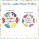 50 PCS Easter Plates, 9 Inch 7 Inch Dessert Paper Plates Party Supplies for Spring Holiday Picnic, Serve for 25 Guests (Egg)
