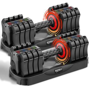Adjustable Dumbbells Set of 2, 25LBS Adjustable Weight Dumbbells Set, 5 in 1 Free Weights with Anti-Slip Handle for Home Gym, Full-Body Strength Training (Men & Women)