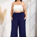 SEKINO Women's Plus Size Wide Leg Palazzo Pants High Waisted Boho Loose Casual Pant Flowy Beach Trousers with Pockets (XXL)
