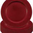 Red Christmas Charger Plates Set of 12, 13 Inch Round with Red Beaded Edges, Premium Polypropylene Holiday Table Chargers