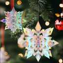 Christmas Snowflake Hanging Decorations, 12 Pcs 3D Silver Paper Snowflakes, Snow Flakes Garland Ornament for Ceiling Xmas Frozen Winter New Year Holiday Birthday Home Office Classroom Party Decor