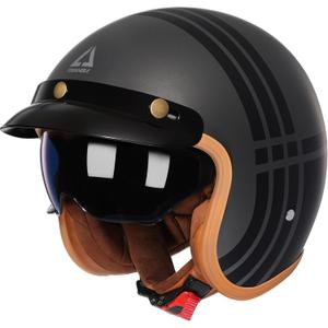 TRIANGLE 3/ 4 Motorcycle Helmet, Retro Vespa Open Face Adults Helmets with Visor, Half Face Moped Helmet for Men & Women, DOT Approved Helmets for ATV Cruiser Scooter(L)