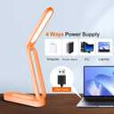 LED Desk Lamp for Office Home & Battery Operated Lamp Rechargeable Lamp Foldable & Portable Light, LED Desk Light Strip, 3 Brightness Dimmable Small Desk Lamp Reading Lamp (Orange)