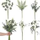 JUSTOYOU Faux Artificial Eucalyptus Stems 23.6" Tall, Greenery for Vase 13PCS Faux Artificial Greenery Stems Flowers Mixed Fake Greenery for Bouquets Floral Arrangement Wedding Party Decor (Green)