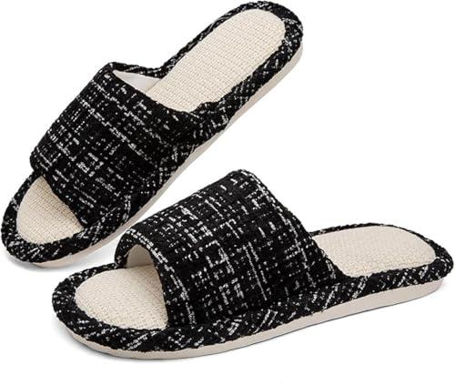 DX Grandway Womens Slippers, Linen Flax House Slippers for Women Men Unisex, Cute Soft Open Toe Summer Bedroom Slides House Shoes Indoor Outdoor Shower Drys fast, Pack of 2 DX Grandway Womens Slippers, Linen Flax House Slippers for Women Men Unisex, Cute Soft Open Toe Summer Bedroom Slides House Shoes Indoor Outdoor Shower Drys fast, Pack of 2
