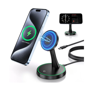 Magnetic Wireless Charger Stand 15W Fast Mag-Safe Charger for iPhone 16/16 Pro/16 Plus/16 Pro Max/15/14/13/12 Series Magnet Wireless Charging Station/Pad with Sleep-Friendly Light for AirPods