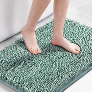 H.VERSAILTEX Bath Mat Bathroom Non Slip Extra Thick Chenille Rug 17" x 24" Absorbent Soft Shaggy Washable Dry Fast Plush Rugs for Bathtubs - Eggshell Blue