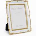 Cuspin 5x7 Vintage Ornate Picture Frame, White and Gold Decorative Resin Photo Frame with Glass Front, Antique Baroque Style Frame for Tabletop Display or Wall Hanging