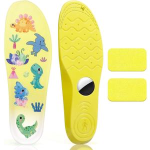 Insoles for Airtag Hidden Holder, Tracker Devise Case for Kids, Comfortable Inserts for ShoesYellow Dinosaur (Yellow, Foot:4.7-5.3IN/Insole:5.3-5.9IN/5C-7C)