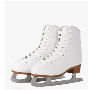 AhmyLion Figure Ice Skates for Beginners - White Comfortable Leather Ice Skates for Women, Men, Boys & Girls (Size Up 1 Size) (White, Womens Size-8/ Mens Size 6.5)