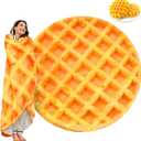 Waffles Blanket, Tortilla Blanket for Adults and Kids, Funny Food Throw Blanket, Novelty Gifts for Everyone, Soft Throw Blanket for Bed Couch or Travel - 71 inch Waffle  
