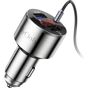 Adapter FM Transmitter Bluetooth 5.3,iMyOnly QC3.0 All-Metal Bluetooth AUX Adapter for Car Music Player, Wireless FM Radio Car Kit with Hands-Free Calling,Supporting USB Disk