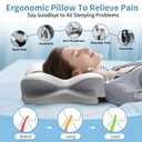 Cervical Neck Pillow for Pain Relief - Ergonomic Side Sleeper Pillow Cooling Memory Foam Pillows for Sleeping, Contour Pillow Orthopedic Bed Pillow for Back Stomach Sleepers(White & Grey)