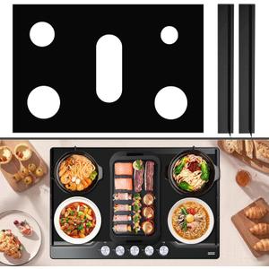 Eyourlife Gas Stove Covers Gas Range Protector for Samsung Reusable Gas Stove Burner Cover Range Stove Mat Stove Guard for Kitchen Cooking Dishwasher Safe, 2Pcs Gap Cover Included