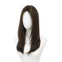 22 Inches long Hair for Women Black Synthetic Hair Natural Long Straight Wig With Curtain Bangs Party Cosplay Wig for Girl (Black Tea)