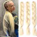 Blonde (613#) Braiding Hair Extensions Blonde Braid Crochet Twist Hair Premium Synthetic Fiber for Women 24 Inches 100g/bundle (3 Bundles/Pack,613#)