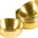 Nuogo 8 Pcs Gold Bowls 7.5 Inch Stainless Steel Mixing Bowls Decorative Esthetician Bowl for Facial Metal Serving Bowl for Holiday Birthday Party Wedding Baking Prepping Salad Fruit Soup