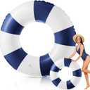 Arrowbash Jumbo Inflatable Pool Float 47 Inch Floaties Tubes Classic Striped Pool Rings for Teens Adult Inflatable Inner Tube for Swimming, 47.24 inch/ 120 cm after inflated