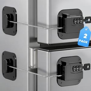 2PCS Mini Fridge Lock with Code, Refrigerator Locks, Cabinet Locks Baby Proofing, Combination Lock for Refrigerator, Freezer, Cabinets, Drawers, Doors and Windows, NO Drilling