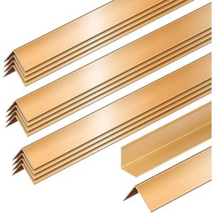 Therwen 30 Pcs Aluminum Alloy Metal Molding Corner Guards 48 x 1.2 x 1.2 Inches Wall Corner Guard Protectors with 90 Angle Door Frame Cabinet Baseboard Protector for Edge Wall Decoration (Golden)