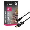GE USB-C to HDMI 2.0 Cable, 6ft 4K@60Hz UHD Video & Audio, Plug & Play, High-Speed 18Gbps, Compatible with MacBook, Chromebook, Laptops & More, 83722