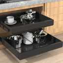 21" Deep Expandable Pull Out Cabinet Organizers, Adhesive with Nano Film, for Framed Cabinets. Upgrade Slide Rails, Peel and Stick Slide Out Drawers with Divider Racks for Kitchen