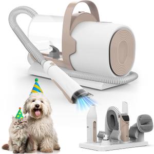 Dog Grooming Vacuum, Pet Grooming Kit, Dog Clipper Nail Trimmer Grinder, 2.5L Dust Cup 7 Grooming Tools 11000Pa Dog Vacuum for Shedding Grooming, Pet Grooming Vacuum for Dogs, Home Cleaning, PG50 Plus (Pink)