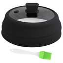 Microwave Splatter Cover Glass Microwave Cover for Food Collapsible Splatter Guard Lid with Silicone Handle for Pot Plate Bowl 11.8 Inch Black