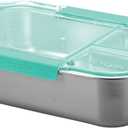 Smash Microwave Safe Stainless Steel 3 Compartment Bento Lunch Box, 44oz Mint