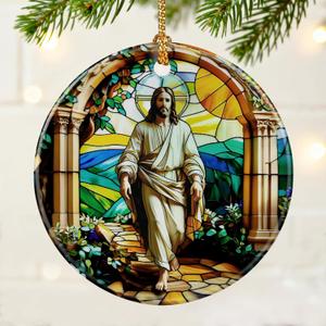 2 x Jesus Ornament | Christian Christmas Ornaments, Religious Christmas Decorations, Hanging Ornaments for Tree | Christian Home Decor | Christian Gift, Religious Gift, Lord Jesus Gifts for Easter