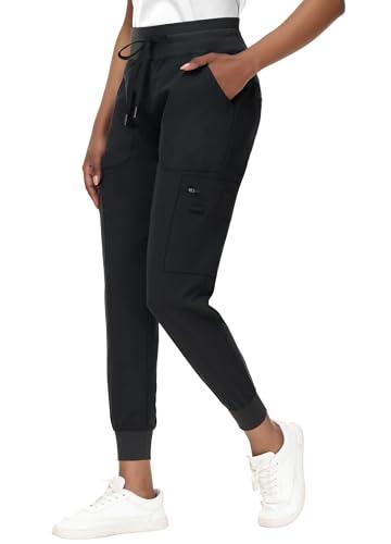 MIVEI High Waisted Jogger Style Scrub Pants Black, 2XL