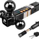 METOWARE Trailer Hitch Tri Ball Mount with 5/8" Hitch Lock, 1-7/8 Inch, 2 Inch and 2-5/16 Inch Tri Ball Hitch Fit 2 Inch Receiver, Hollow Shank Tow Hitch, Black