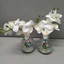 White Orchids Artificial Flowers Faux Orchid Arrangement with Iridescent Glass Vase Set of 2 Real Touch Phalaenopsis Orchid Flowers Orchids Centerpiece for Dining Room Table