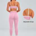 TDIFFUN Women Workout Sets 2 Piece Seamless Scrunch Butt Lifting Leggings Padded Sports Bra Matching Set Gym Yoga Outfits (Pink, Medium)