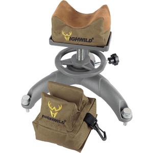 Highwild Adjustable Gun Rifle Rest for Outdoor Shooting and Hunting - Convenient Height Adjustment - With Front and Rear Rest Bag